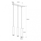 Lampa Wiszaca trzy złote tuby GU10 Abruzzo Trotti