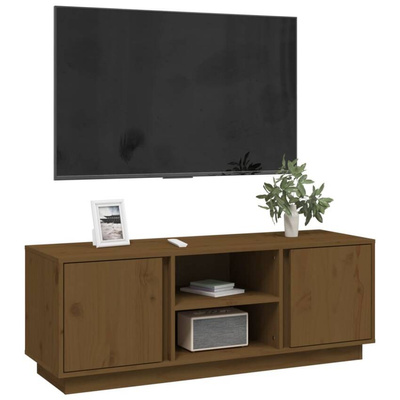 Szafka pod TV, miodowy brąz, 110x35x40,5cm, lite drewno sosnowe vidaXL