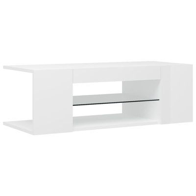 vidaXL Szafka TV z oświetleniem LED, wysoki połysk, biała, 90x39x30 cm