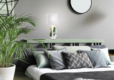 Lampka nocna Palma biała ceramiczna rustykalna z abażurem
