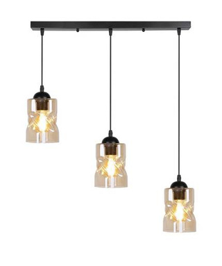 Lampa wisząca czarna/bursztynowa listwa 3xE27 Felis 33-00187