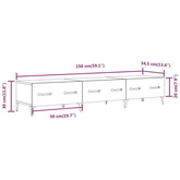 vidaXL Szafka pod TV, czarna, 150x34,5x30 cm, materiał drewnopochodny
