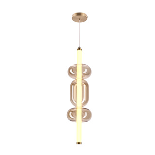 KELLY lampa wisząca złoty 8W LED 2700K klosz 3 x bursztynowy