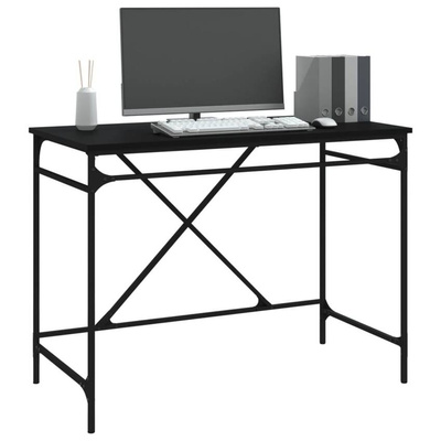 vidaXL Biurko, czarne, 100x50x75 cm, materiał drewnopochodny i żelazo