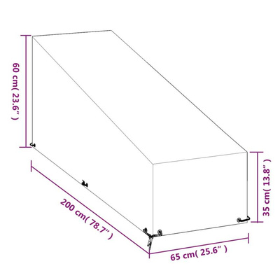 vidaXL Pokrowce na leżaki, 2 szt., 12 oczek, 200x65x35/60 cm, PE