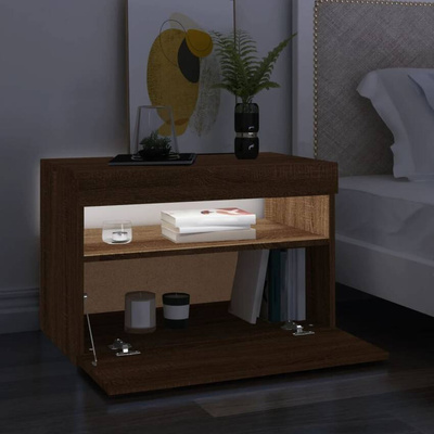 vidaXL Szafka pod TV z oświetleniem LED, brązowy dąb, 60x35x40 cm