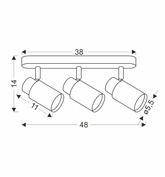 Claro lampa sufitowa listwa biały 3x15W GU10 klosz biały+drewniany  93-27726