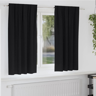 Firany blackout z kółkami 2 pcs Czarny 175 x 140 cm Poliester