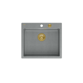 MORGAN 110 GraniteQ zlewozmywak silver stone z syfonem Push To Open kol. złoty 1-komorowy b/o + zaczepy 4 szt