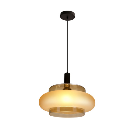 Lampa wisząca Brizi szklana pojedyncza bursztynowy klosz do jadalni