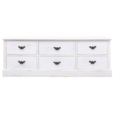 vidaXL Szafka pod TV, antyczna biel, 108x30x40 cm, drewno paulownia