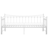 Sofa z wysuwaną ramą łóżka, biała, metalowa, 90x200 cm