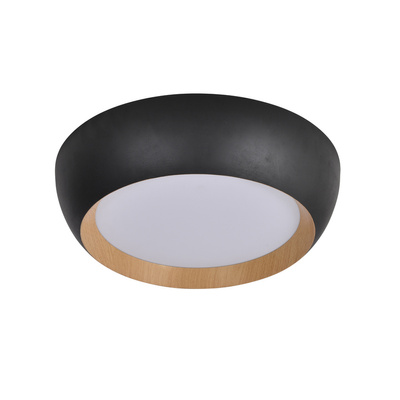 abruzzo lampa sufitowa plafon czarno drewniany klosz biały 14-24121