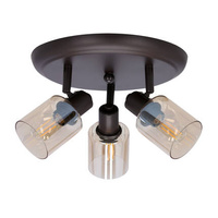 AGRA LAMPA SUFITOWA PLAFON BRUNATNY 3X40W E14 KLOSZ BURSZTYNOWY