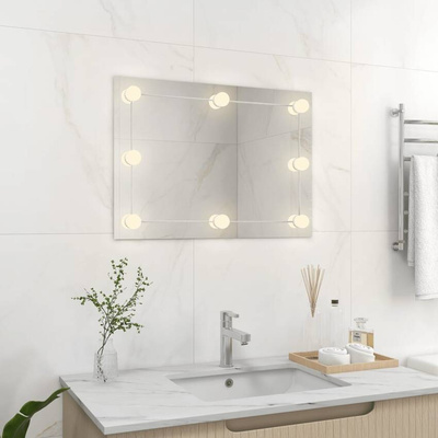 Lustro ścienne z lampkami LED, bez ramy, prostokątne, szklane vidaXL