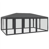 Namiot imprezowy z 10 ścianami z siatki, antracyt, 6x4 m, HDPE