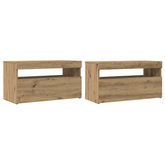 Szafka pod TV z oświetleniem LED, dąb artisan, 75x35x40 cm