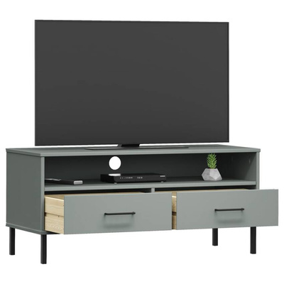 vidaXL Szafka pod TV OSLO, metalowe nóżki, szara, sosnowa model standard