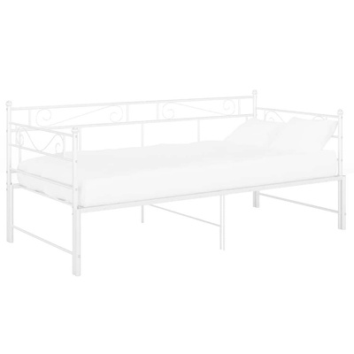 vidaXL Sofa z wysuwaną ramą łóżka, biała, metalowa, 90x200 cm