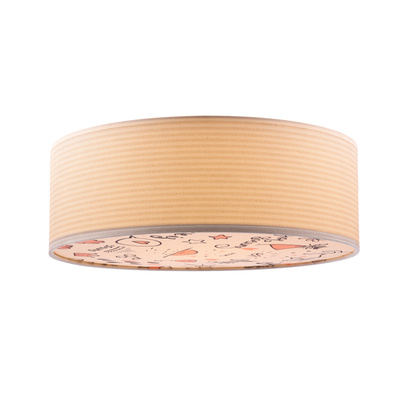 KIDDY lampa sufitowa 38 cm biały 2x40W E27 abażur paski beżowe