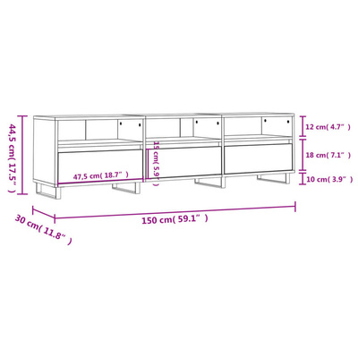 vidaXL Szafka pod TV, przydymiony dąb, 150x30x44,5 cm wariant 5