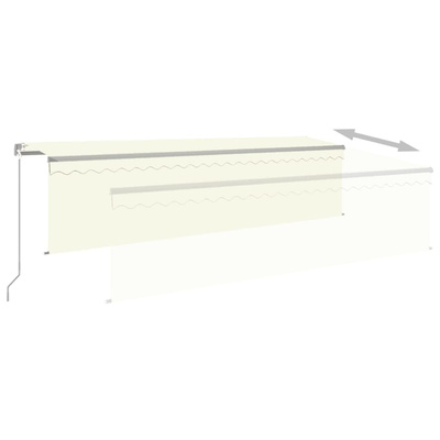 Ręcznie zwijana markiza z zasłoną i LED, 5x3 m, kremowa
