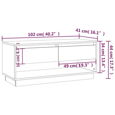 vidaXL Szafka pod TV, dąb sonoma 102x41x44 cm, materiał drewnopochodny