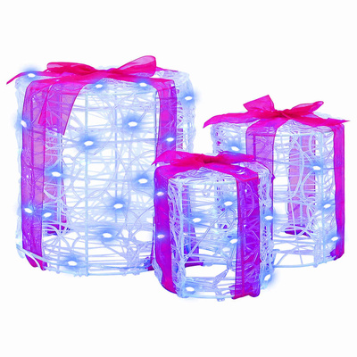 Dekoracja Pudełka Prezentowego 3 pcs Niebieski 20 x 20 x 21 cm