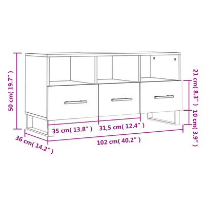 vidaXL Szafka pod TV, biała, 102x36x50 cm, materiał drewnopochodny