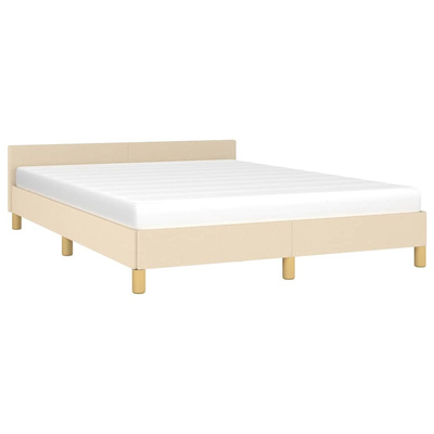 vidaXL Rama łóżka z zagłówkiem, kremowa, 140x200 cm, obita tkaniną model standard