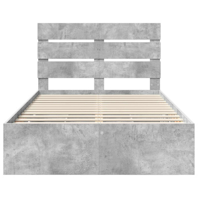 Ramka łóżka Betonowy szary 135 x 190 cm Drewno inżynieryjne