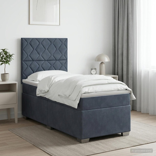 Łóżko Box Spring z materacem i LED ciemnoszary 90 x 190 cm