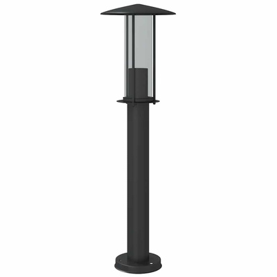 Lampa ogrodowa na słupku, czarna, 60 cm, stal nierdzewna