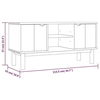 vidaXL Szafka pod TV OTTA, 113,5x43x57 cm, lite drewno sosnowe