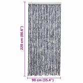 Zasłona przeciwko owadom, srebrna, 90x220 cm, szenil
