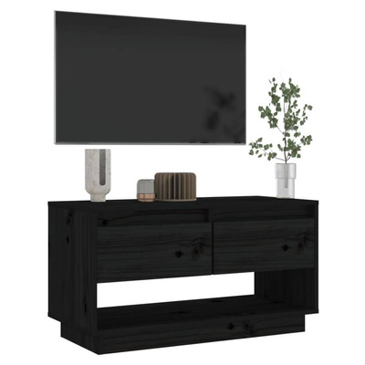 vidaXL Szafka pod TV, czarna, 74x34x40 cm, lite drewno sosnowe