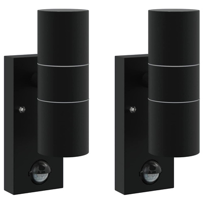 Zewnętrzna lampa ścienna 2 pcs Czarny 7 x 10 x 22 cm