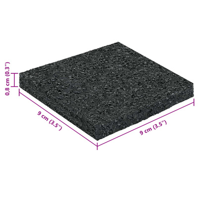 Pad Patio z Granulatem Gumowym Czarny 9 x 9 x 0,8 cm Guma