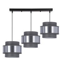 Lampa wisząca Hare z abażurem potrójna do salonu nad stół E27 szara