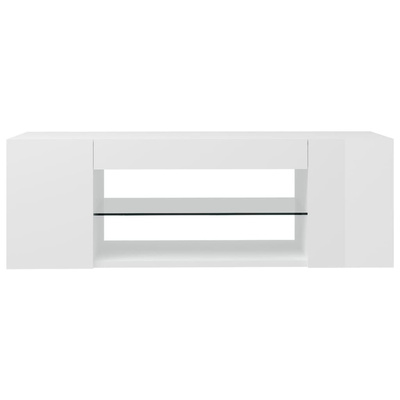 vidaXL Szafka TV z oświetleniem LED, wysoki połysk, biała, 90x39x30 cm