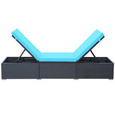 vidaXL Leżak ogrodowy z poduszką, polirattan, czarny