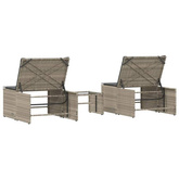 vidaXL Leżaki ze stolikiem, 2 szt., jasnoszare, polirattan