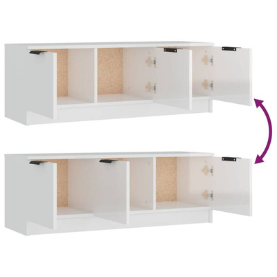 vidaXL Szafka pod TV, wysoki połysk, biała, 100x35x55 cm