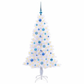 Sztuczna choinka z 150 diodami LED Biały 150 cm PVC i Stal