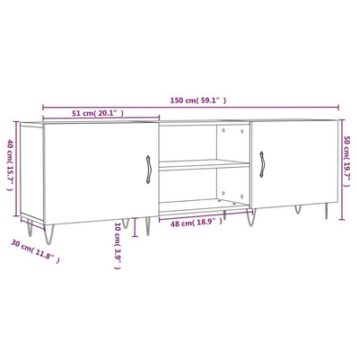 vidaXL Szafka pod TV, biała, 150x30x50 cm, materiał drewnopochodny wariant 8