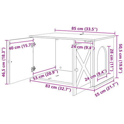 Koty Dom Czarny 85 x 55 x 50,5 cm Drewno inżynieryjne
