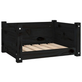 Legowisko dla psa, czarne, 55,5x45,5x28 cm, lite drewno sosnowe vidaXL