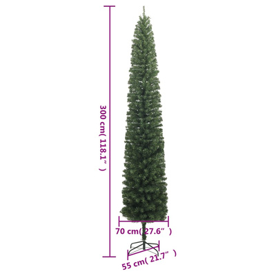 Smukła choinka na stojaku, 300 cm, PVC