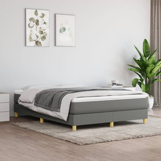 vidaXL Łóżko kontynentalne z materacem, ciemnoszara tkanina 140x200 cm wariant 7