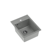 JOHNNY 90 GraniteQ zlewozmywak granitowy silver stone 1-komorowy z/o (39x50x20), z syfonem stal szlachetna